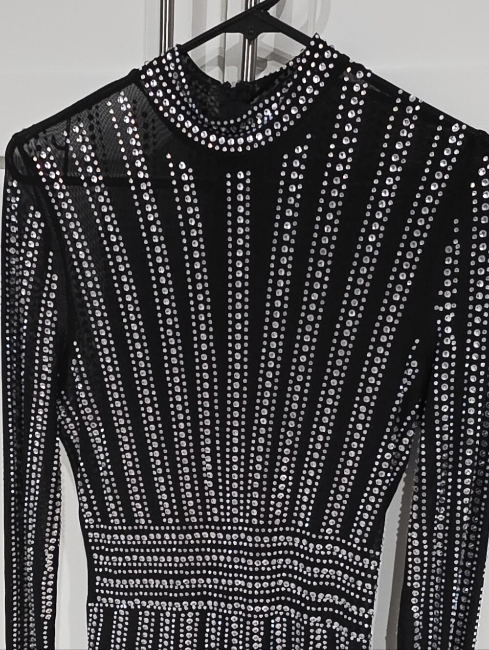 Banjul Black Long-Sleeve Studded Mini Dress